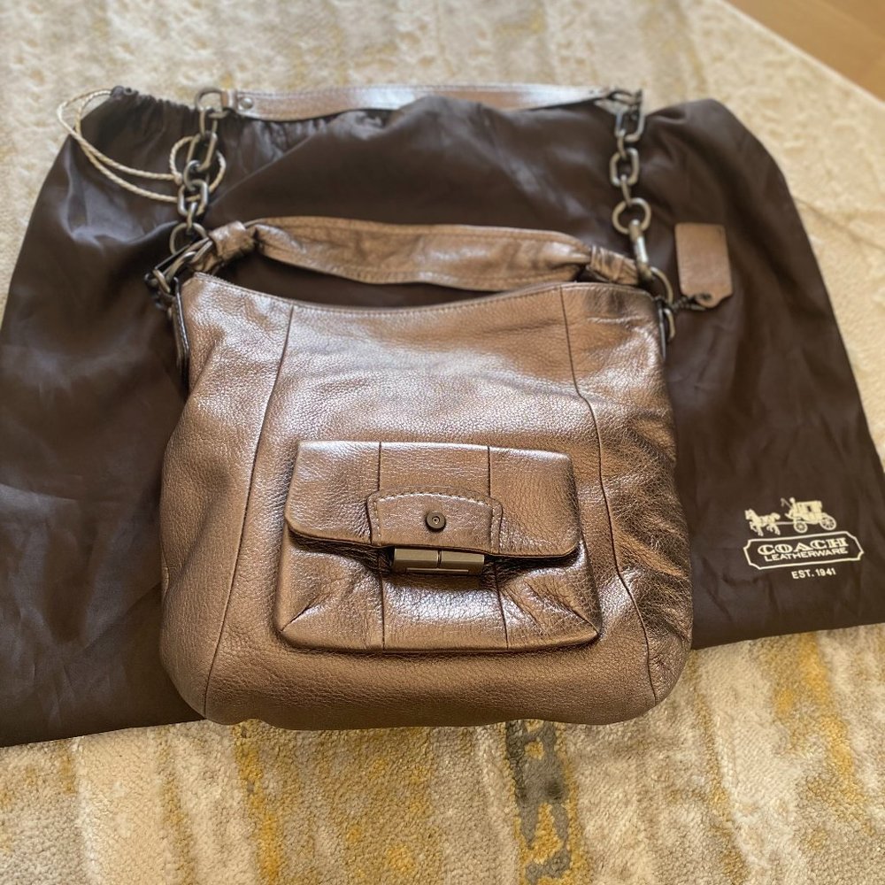 Metallic Coach Shoulder Bag